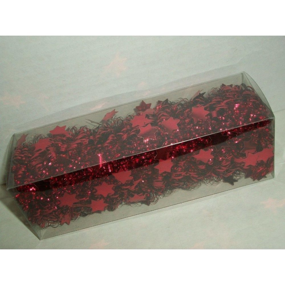 9' Red Tinsel Garland Stars Mini Trim Christmas
